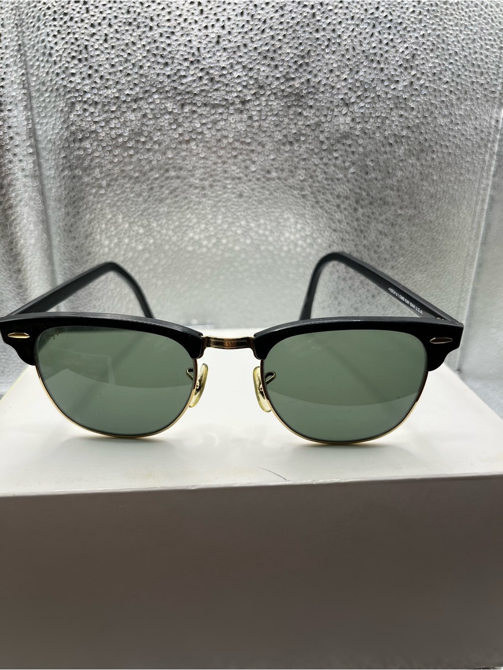 Ray Ban Black & Gold Clubmaster Sunglasses
